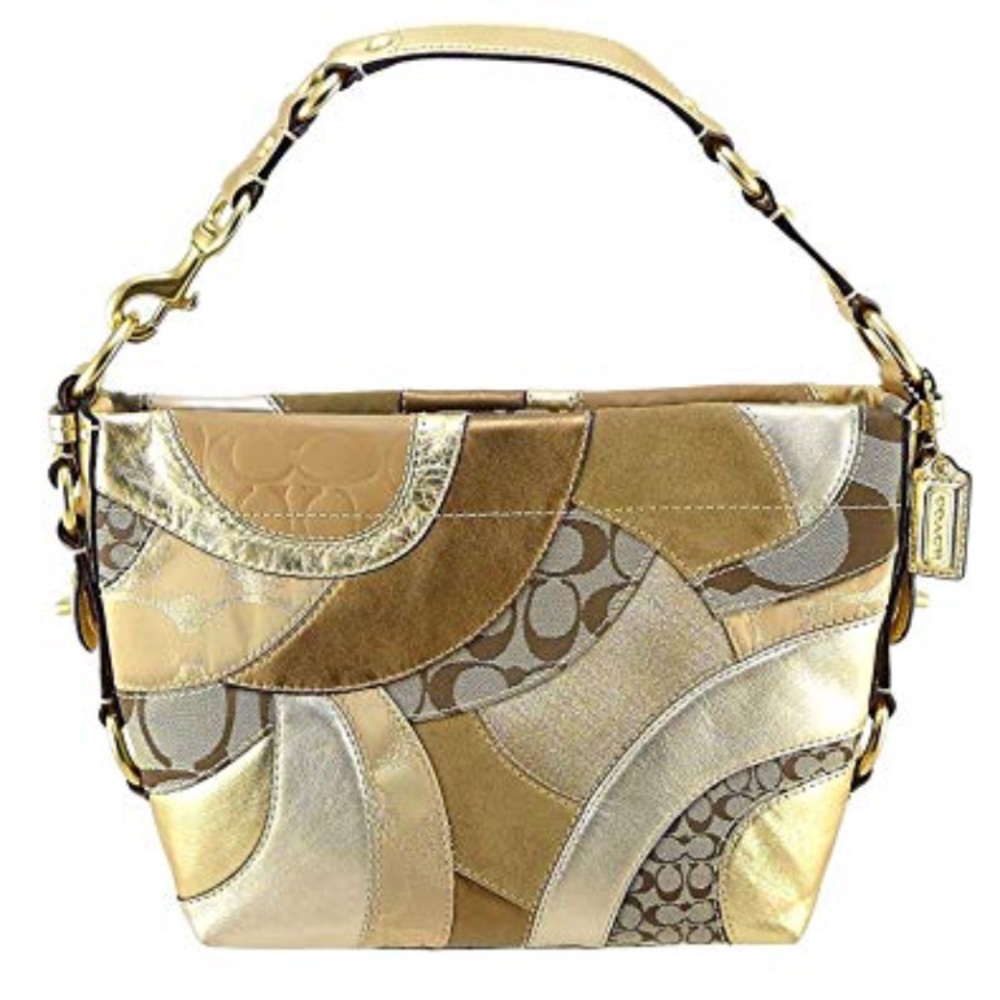 Authentic Coach gold mosaic patchwork handbag